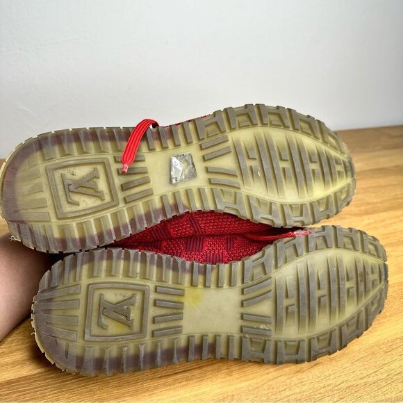 Louis Vuitton Run Away Damier Mens Red Sneakers - Picture 15 of 15